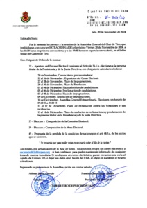 Asamblea General - Extraordinaria.  Apertura del Proceso Electoral